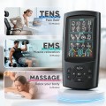 FRESHDEW TENS Unit Rechargeable Muscle Stimulator, with 12 Reusable Pads, EMS Dual Channel, 28 Modes, 40 Intensity for Back, Neck, Leg Pain Muscle