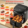 FRESHDEW 6Qt Air Fryer with Visible Window, 1500W Digital Air Fryer, 8-in-1 Presets, Touchscreen, 24H Delay Start