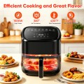 FRESHDEW 6Qt Air Fryer with Visible Window, 1500W Digital Air Fryer, 8-in-1 Presets, Touchscreen, 24H Delay Start